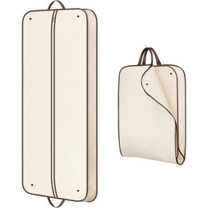 60" Foldable Beige Garment Bag, Long Hanging Cover for Women’s Dresses, Suits & Coats - 1 of 4