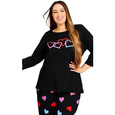 Avenue Women's Plus Size Heart Print Top