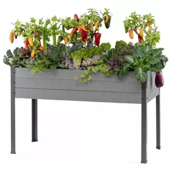 CedarCraft Elevated Spruce Planter 21"L x 47"W x 30"H, for Patios, Balconies or Backyard Gardening, Grow Tomatoes, Vegetables, Herbs, Gray