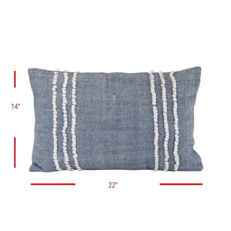 Blue Hand Woven Outdoor Decorative Throw Pillow with Pulled Curly Yarn Accents - Foreside Home & Garden, 5 of 7