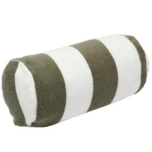 Sunnylife Inflatable Beach Pillow - Vacay Olive Stripe - 14x6" Neck Pillow - 1 of 4