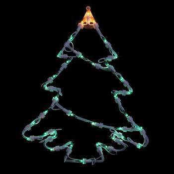 Northlight 15" Green and Yellow Lighted Christmas Tree Window Silhouette Decoration