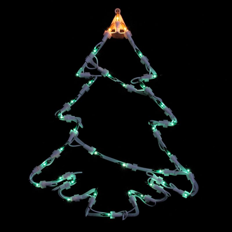 Northlight 15" Green and Yellow Lighted Christmas Tree Window Silhouette Decoration, 1 of 4