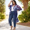 Anna-Kaci Women's Plus Size Lace Cardigan Short Sleeve Open Front Floral Crochet Long Duster - 4 of 4