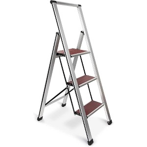 Step Ladder Modern  - Beautiful Mahogany & Aluminum  - By SORFEY - 1 of 4