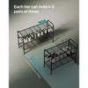 SONGMICS Shoe Rack, 3-Tier Shoe Organizer, Metal Shoe Shelf Storage with 4 Side Hooks, Holds 15 Pairs of Shoes, Height-Adjustable Shoe Rack, Ink Black - 3 of 4