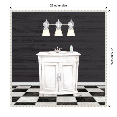 Modern Bathroom I White and Black Canvas Wall Art