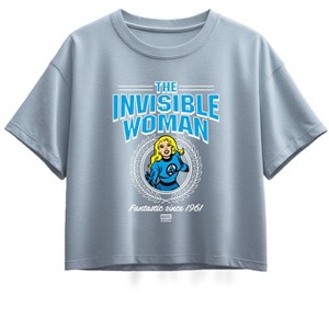 Girls' - Marvel - Fantastic Four Invisible Woman Collegiate Short Sleeve Boxy Graphic T-Shirt - 1 of 1
