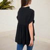 Anna-Kaci Women's Relaxed Fit V-Neck Short Sleeve Top with Cuffed Sleeves Lightweight Loose Casual Blouse - 2 of 4