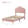 Blue Twin Platform Bed Frame, Blue Twin Upholstered Bed Frame with Height Adjustable Headboard - 2 of 4