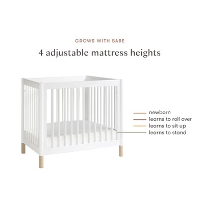 White and Washed Natural 4-in-1 Convertible Mini Crib