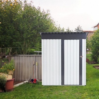 5x3ft Outdoor Storage Shed, Modern Metal Tool Shed Storage House with Lockable Doors, Patio Iron Shed with Sloping Roof for Backyard Garden Lawn