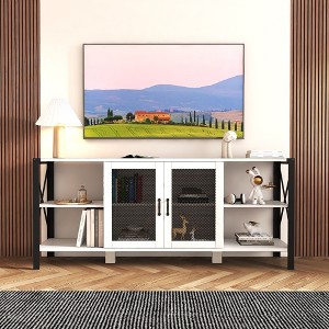 NicBex Farmhouse TV Stand with Metal Open Bookshelf Modern Industrial TV Stand Media Console for Living Room, Bedroom - 1 of 4