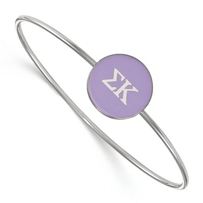 Black Bow Jewelry Sterling Silver Sigma Kappa Greek Life Bangle Bracelet 7 Inch