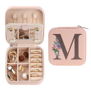 Unique Bargains Portable Mini PU Leather Storage Display Holder Jewelry Box with Mirror for Women - 1 of 4