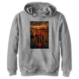 Boy's Stranger Things Four Friends Rift Apocalypse Poster Pull Over Hoodie - 1 of 4