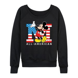 Women's - Disney - Americana Lightweight French Terry Wide Neck Long Sleeve Shirt - 1 of 4