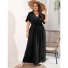 Whizmax Women Plus Size Wrap Maxi Dress Short Flutter Sleeves Empire Waist Split A Line Boho Casual Dress - 2 of 4