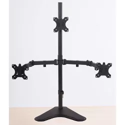 Triple Monitor Mount – Freestanding Monitor Arm with 3 Adjustable VESA Mounts – Black – Stand Steady