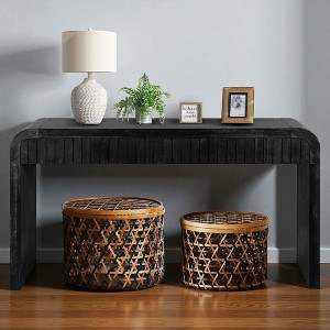 Mshliw 59'' Vintage Farmhouse Entryway Table with Two Hidden-Handle Drawers, Brushed Finish Console Table for Living Room, Hallway, Dining Room - 1 of 4