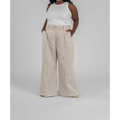 Women's Linen Wide Leg Pants - Plus - Adriana Contreras