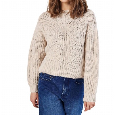 Women's Chunky Cable Knit Sweater - APRICOT
