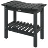 Outsunny 2-Tier Outdoor Side Table, Weather Resistant Shower Bench with Handles, Non-Slip Pads - 4 of 4