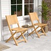 Costway 2/4 PCS Folding Patio Chairs with Inclined Backrest Teak Wood Outdoor Dining Chairs - 2 of 4
