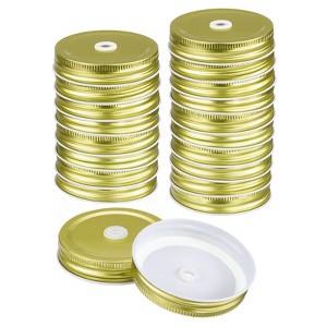 Unique Bargains Regular Leak-Proof Kitchen Storage Mason Jar Lids with Straw Hole 24 Pcs - 1 of 4