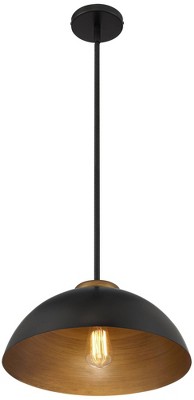 Janie Modern Industrial Black and Gold Dome Pendant Light