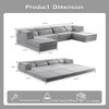 Convertible Modular 4-Seater Floor U-Shaped Sectional Sofas Bed with 2 Ottomans and No Assembly Required - 3 of 4