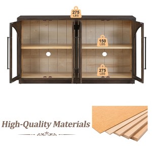 4 Door Buffet Sideboard Cabinet with Glass Doors and Adjustable Shelves Arched Storage Cabinet for Kitchen Dining or Living Room - 1 of 1