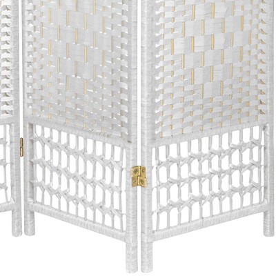 Elegant White Fiber Weave 3-Panel Floor Room Divider