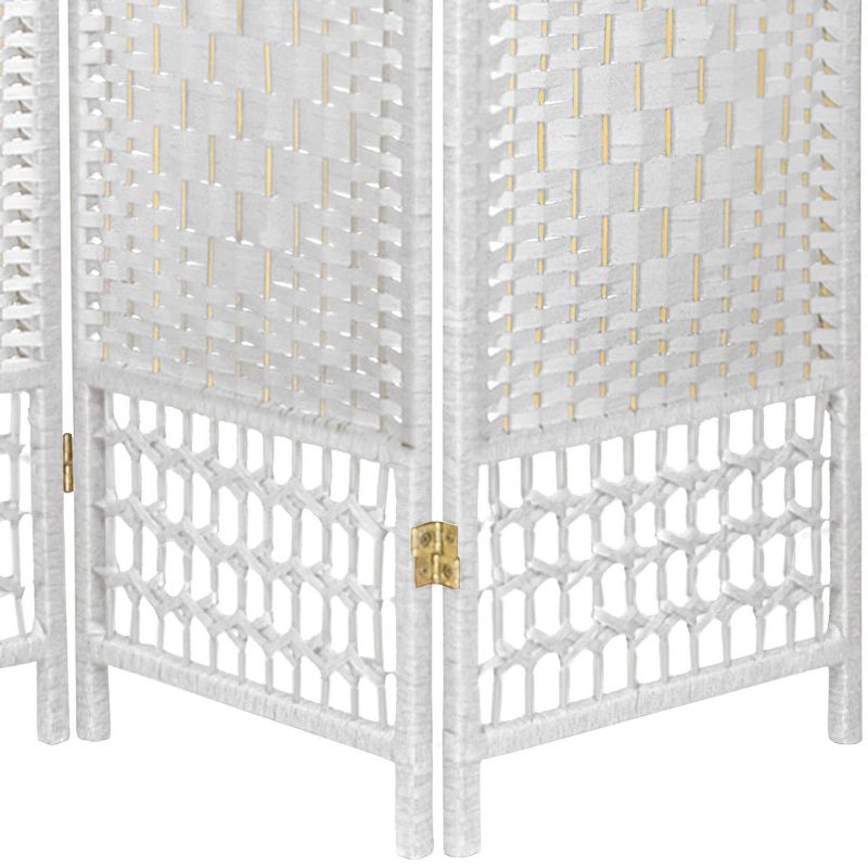 5 1/2 ft. Tall Fiber Weave Room Divider - White (3 Panels), 4 of 6