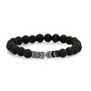 Steeltime Men's black lava,  hematite, white agate, and 18k gold plated stainless steel beaded bracelet set - 2 of 4