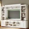 Farmhouse 4-Piece Entertainment Wall Unit with Bookshelf for TVs Up to 70, Large Mid-Century Media Console with Wine Rack and Adjustable Shelves - 3 of 4