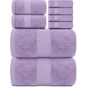 White Classic Luxury 100% Cotton 8 Piece Towel Set - 4x Washcloths, 2x Hand, and 2x Bath Towels