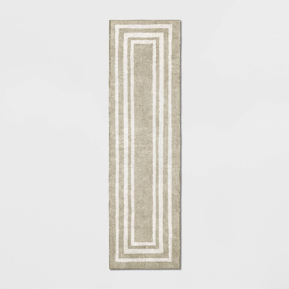 2'x7' Runner Tetra Border Tan/Ivory - Threshold