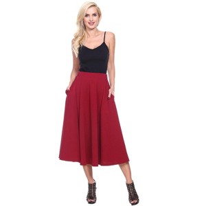Women's Flared Midi Skirt with pockets - White Mark - 1 of 3
