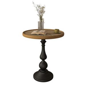 FONTOI French Country Side Table for Small Spaces, Side Table, Coffee Table with Pedestal for Living Room, Natural Wood, 19.9"*23.4"*19.9" - 1 of 4