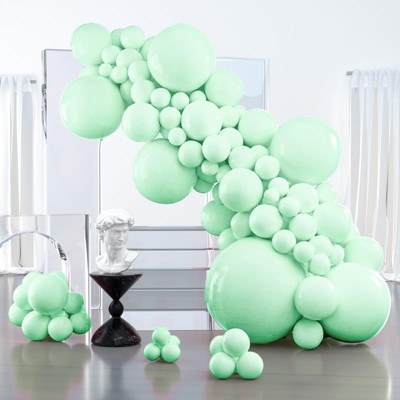 PartyWoo Balloons Mint Green Pastel Light Peppermint 36 18 12 10 5 Inch 127 pcs