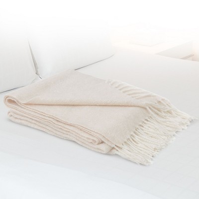 Full Taupe Wool Knitted Machine Washable Throw Blanket