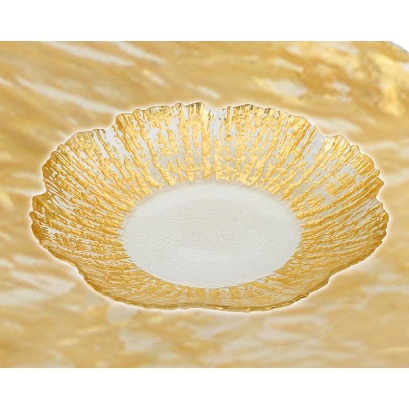 Classic Touch Set 4 Flower Shaped Plates Scalloped-Gold, 3 of 4