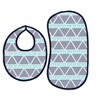 Bacati - Liam Aqua/Navy Triangles Muslin 4 pc set of Bibs & Burp Cloths Set .... - 2 of 4