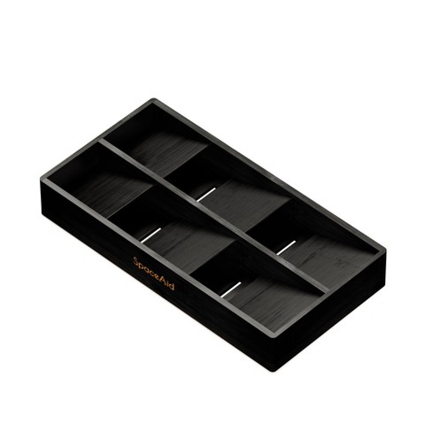 SpaceAid Bamboo Silverware Drawer Organizer with Labels (black, 6 Slots) - image 1 of 4