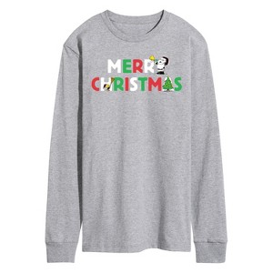 Men's - Peanuts - Merry Christmas Snoopy Long Sleeve Graphic T-Shirt - 1 of 4
