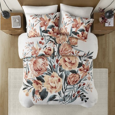 3 Pcs Gorgeous Floral Print Cotton Comforter Set, All Season Stylish Home Textile fits Modern Bedroom Decor