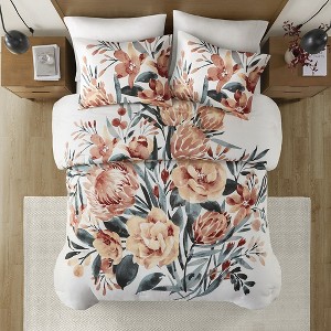 3 Pcs Gorgeous Floral Print Cotton Comforter Set, All Season Stylish Home Textile fits Modern Bedroom Decor - 1 of 4