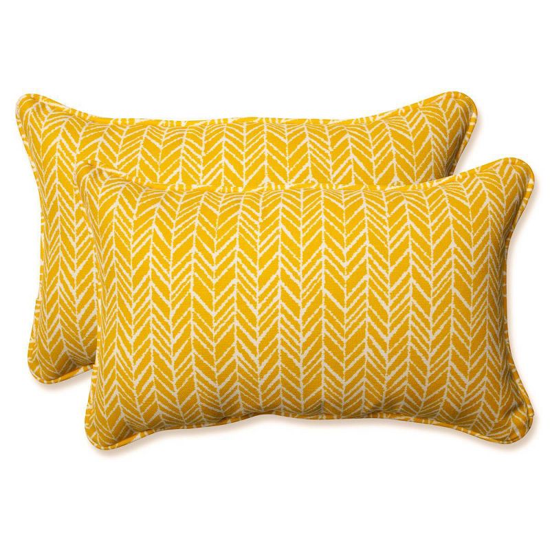 Outdoor/Indoor Herringbone Rectangular Throw Pillow Set of 2 - Pillow Perfect, 1 of 14