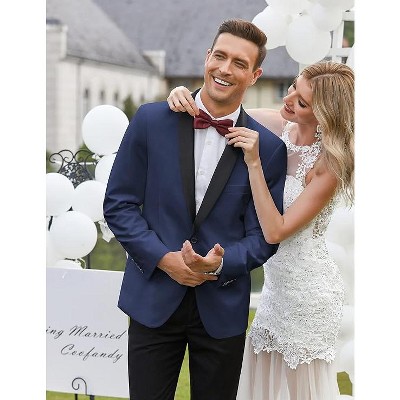 COOFANDY Men's Tuxedo Jacket One Button Dress Suit Blazer Jacket for Wedding Dinner Prom Party Red M — фото 3